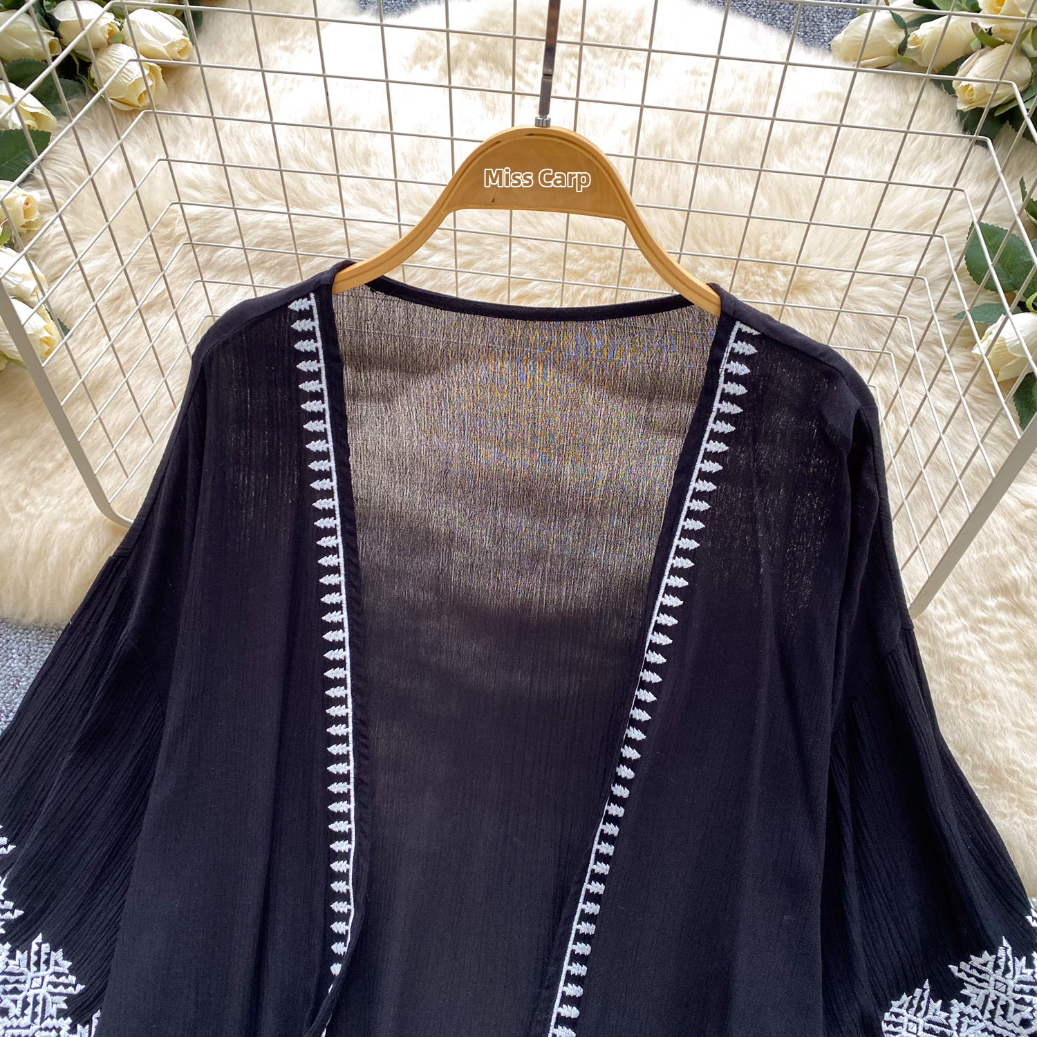 Women's Bohemian Style Heavy Embroidery Tassel Cardigan Loose Fit Summer Commuter Vacation Outerwear Top_ecoleips.com