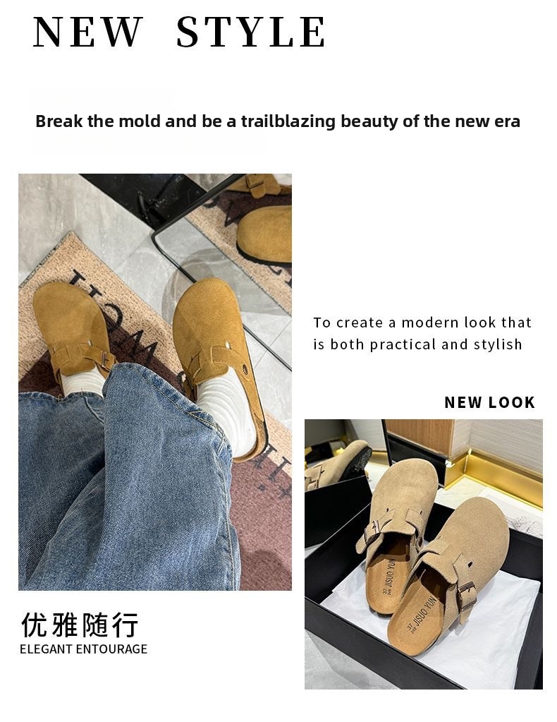 Women's Mules Thick Soled Slippers Autumn Winter British Style_voghion.com