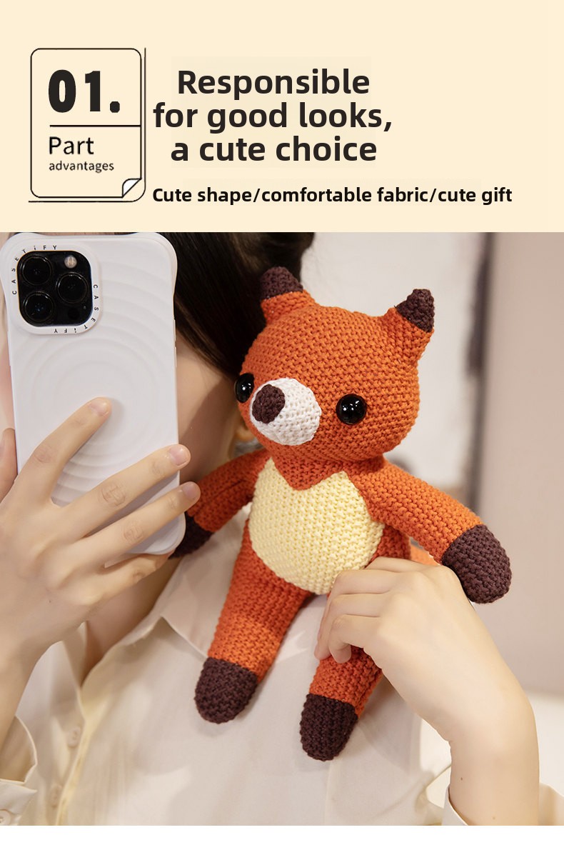 Knitted Animal Plush Toy Soft Stuffed Dinosaur Turtle Bear Rabbit_voghion.com