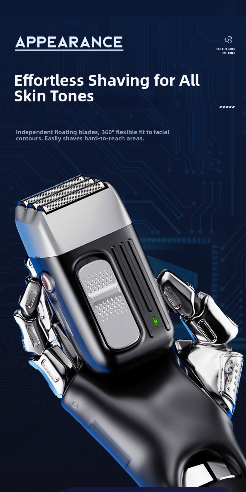 Mini afeitadora eléctrica recíproca de 3 cuchillas, recargable por USB, totalmente lavable, para el cuidado personal masculino en el hogar._voghion.com