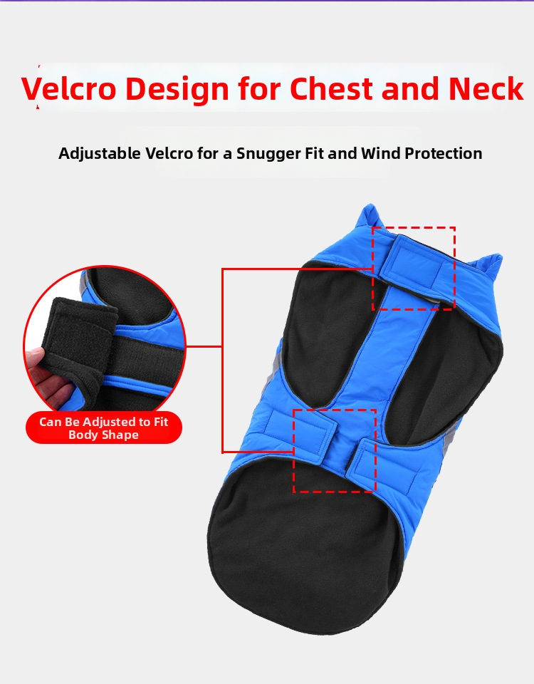 Reflective One Piece Dog Windproof Jacket Large Dog Clothes Adjustable Cotton Winter Clothing_voghion.com