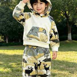 2026春秋冬新款儿童童套装棉服，动物印花