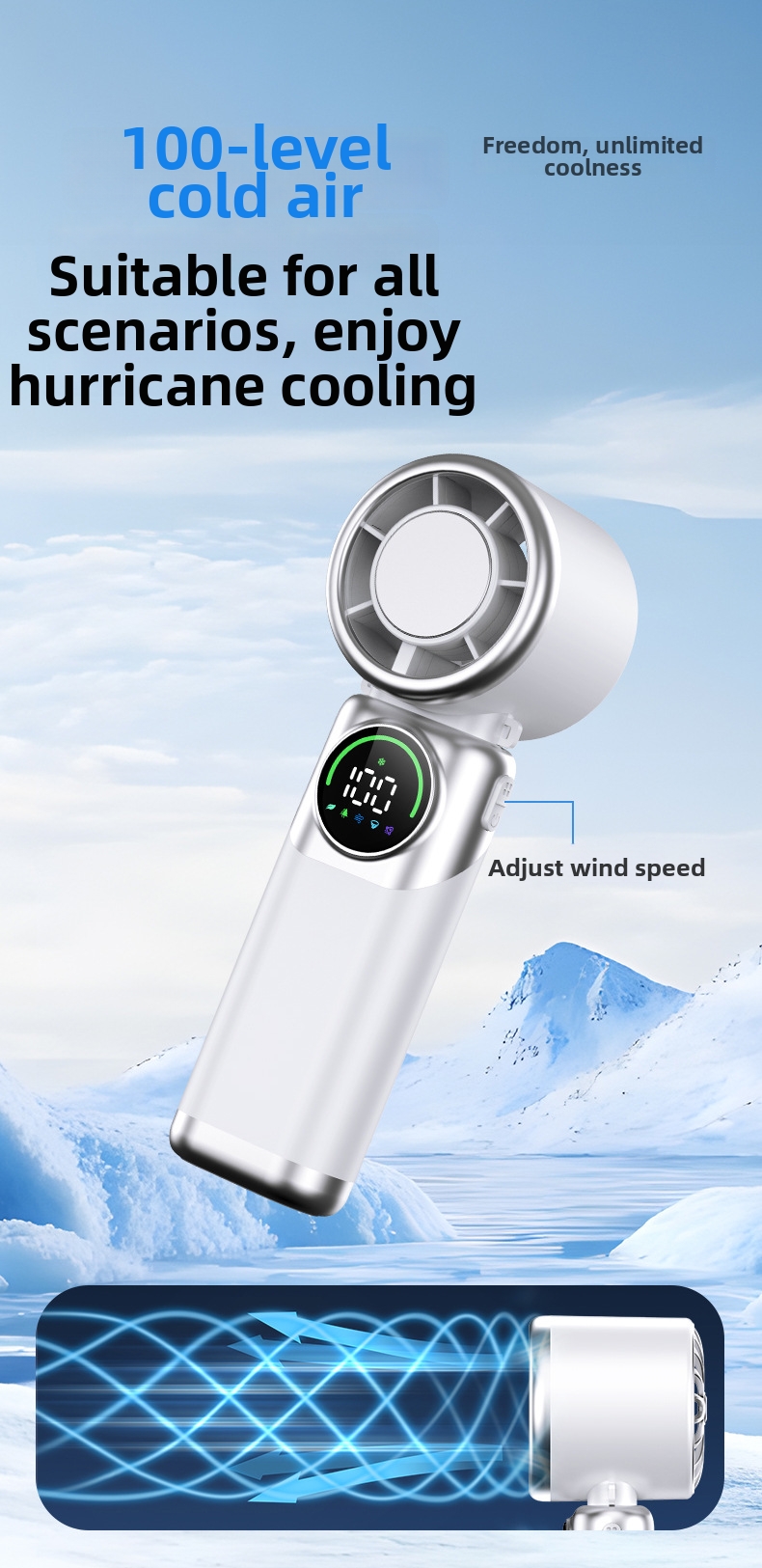 Handheld Portable Cooling Fan With Semiconductor Ice Compress_voghion.com