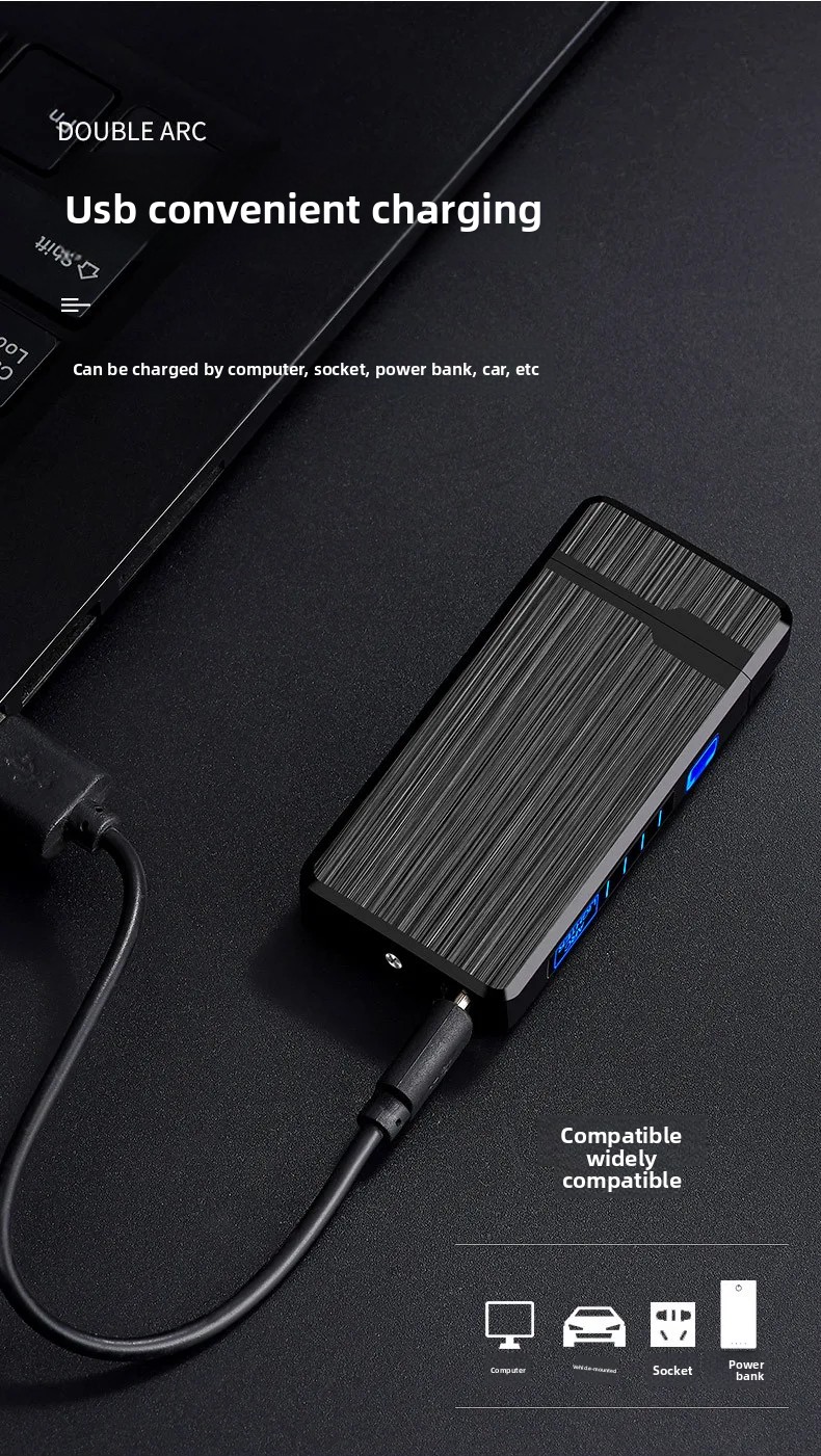 Plasma Dual ARC Touch Sensitive Feuerzeug USB wiederaufladbar winddicht flammenloses Feuerzeug Geschenk für Männer – Detail 9