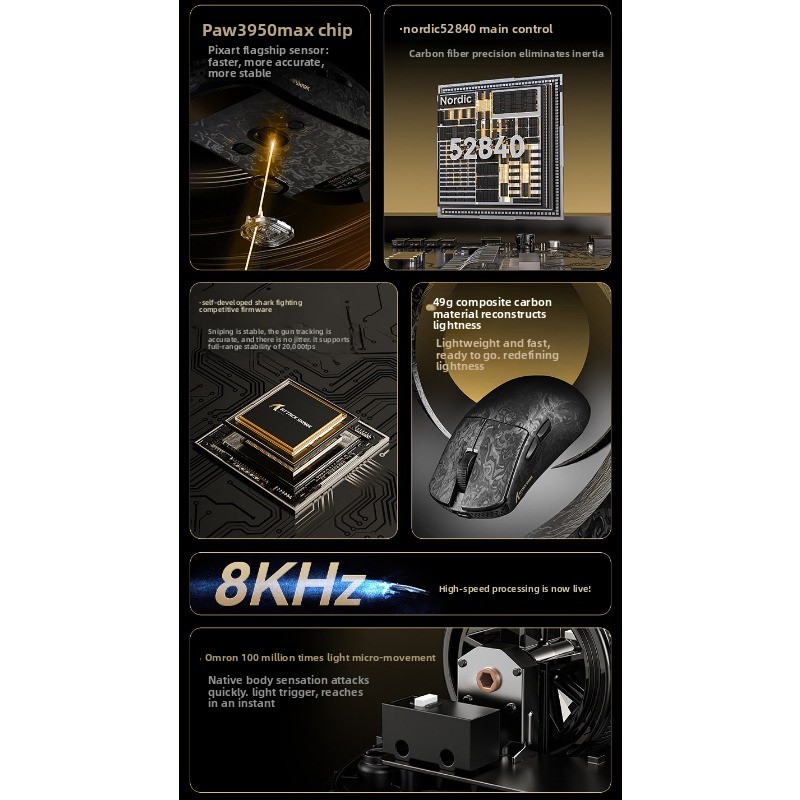 Attack Shark/Attack Shark R11 Ultra Triple Mode Kabellose Gaming-Maus aus Kohlefaser_voghion.com