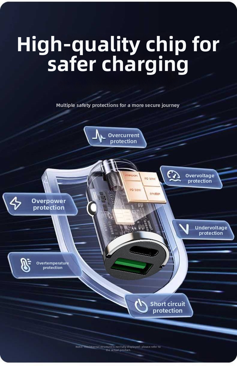 Supersnelle autolader, onzichtbare mini-sigarettenaanstekeradapter, PD-laadaccessoire (1 naar 2)._voghion.com