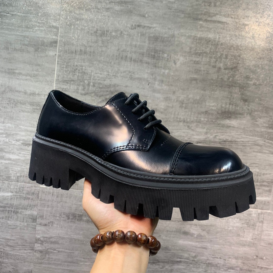 ShoeVault 2023 New Trendy Retro Distressed Men's Versatile Big Toe Derby Thick Sole Height Increasing Single Platform Shoes_voghion.com