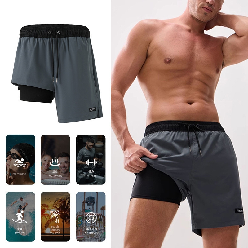 Men's Quick-dry Swim Shorts With Double Layer For Beach & Surf_voghion.com