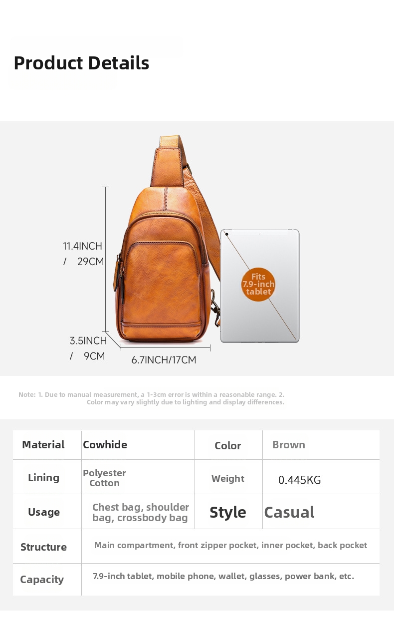 Men's Crossbody Bag Leather Chest Bag Versatile Shoulder Bag_voghion.com