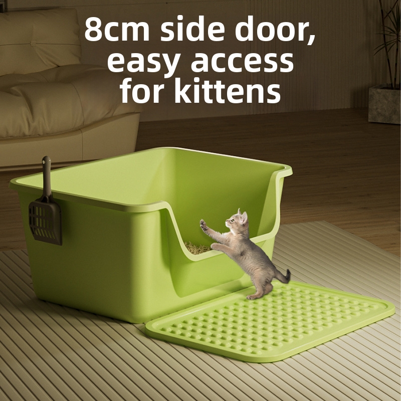 Extra Large Anti Splash Cat Litter Box Open Type Semi Enclosed Pet Supplies For Cats_voghion.com