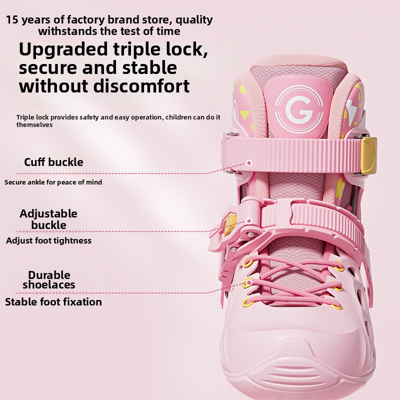 Adjustable Roller Skates For Children - Boys & Girls Beginners Professional Set Ice Skating Ages 6-12_voghion.com