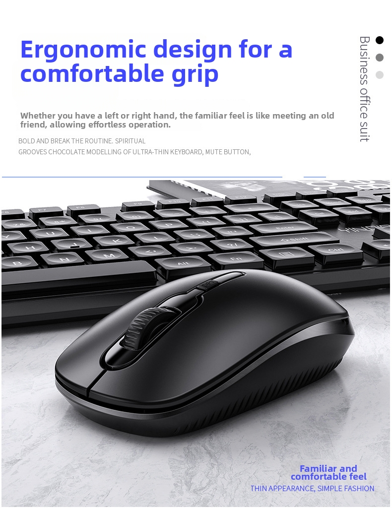 Combo tastiera e mouse wireless: digitazione silenziosa, design ergonomico, mouse ottico da 1500 DPI, ricevitore USB Plug & Play, resistente agli schizzi (nero/bianco)_voghion.com