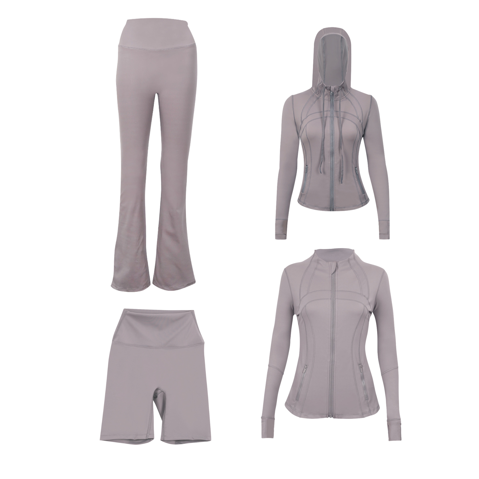 Sportset voor dames getailleerd jack met capuchon en broek_voghion.com