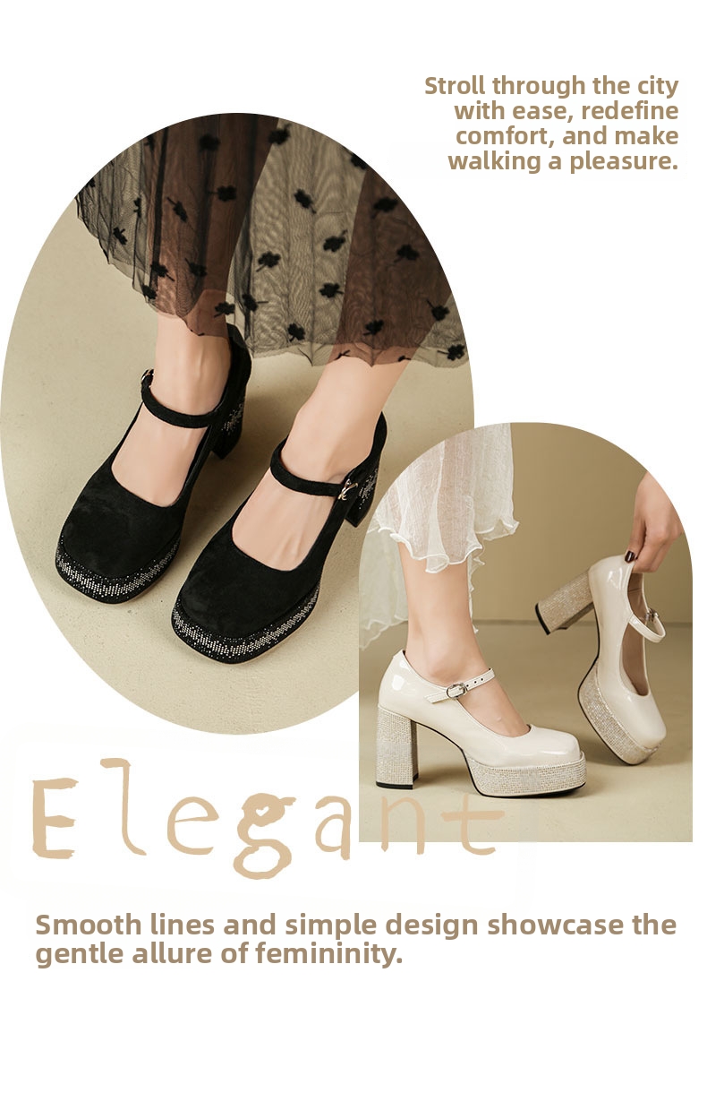 Retro dames mary jane high heels van suède met strass steentjes_voghion.com