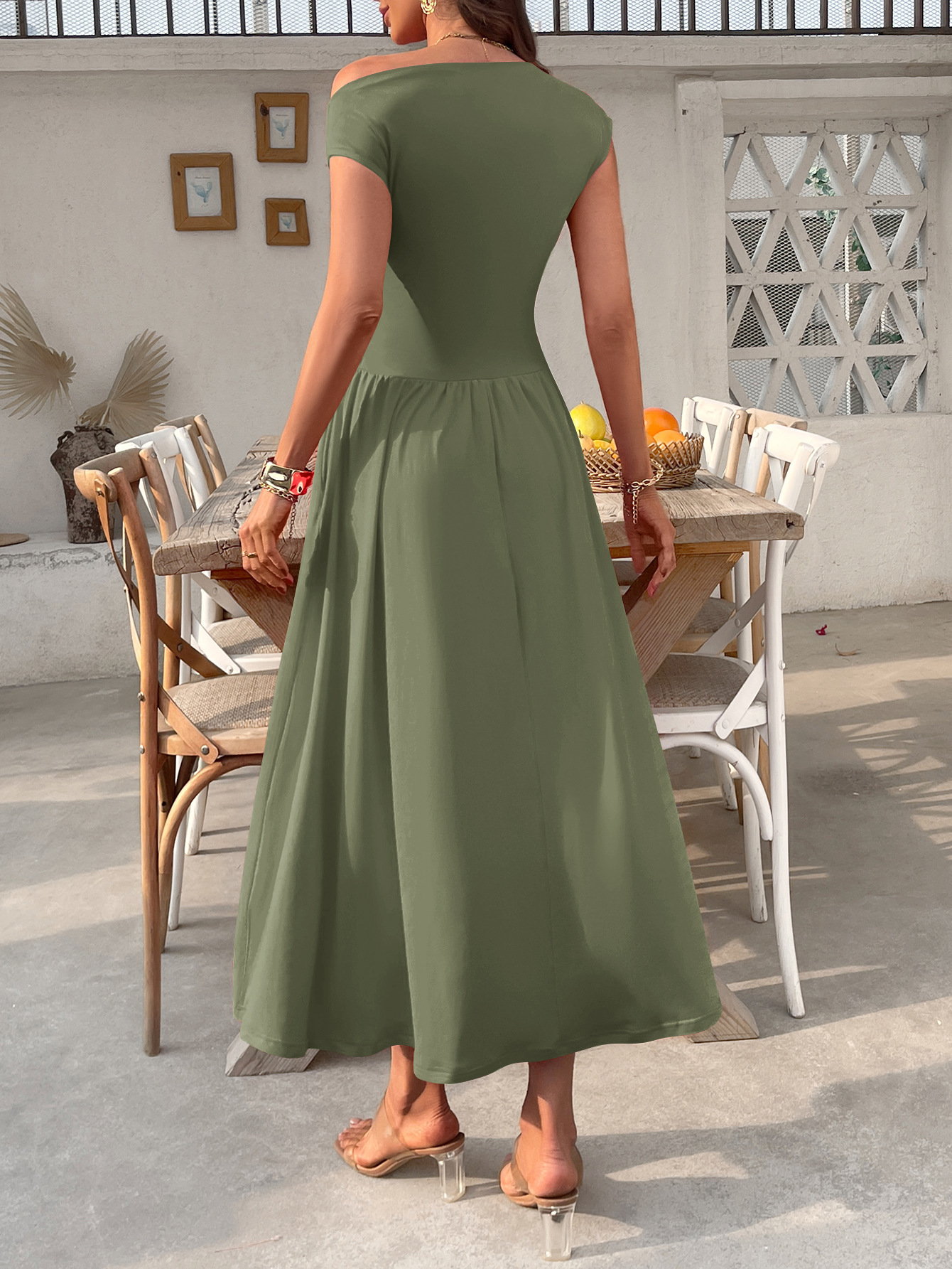 Women's Off-shoulder Long Dress With Pockets For Summer Elegance_voghion.com