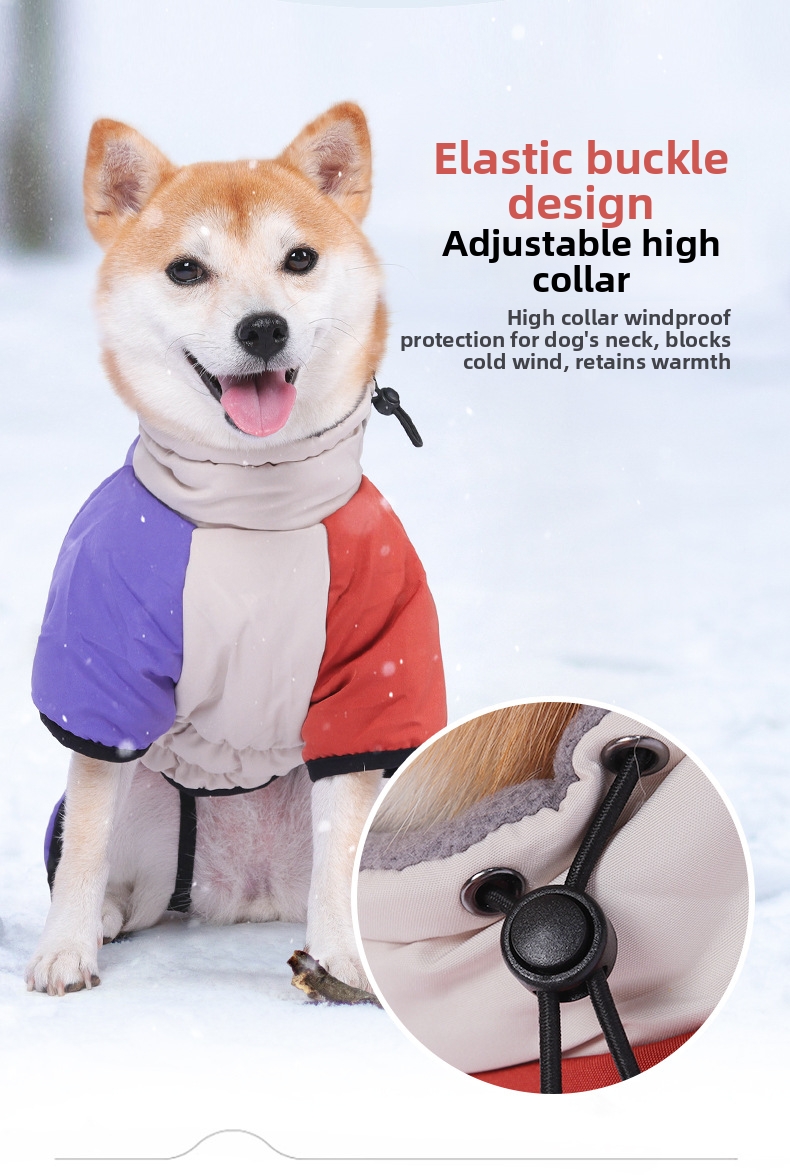Gilet doudoune réfléchissant pour chien avec col haut chaud_voghion.com