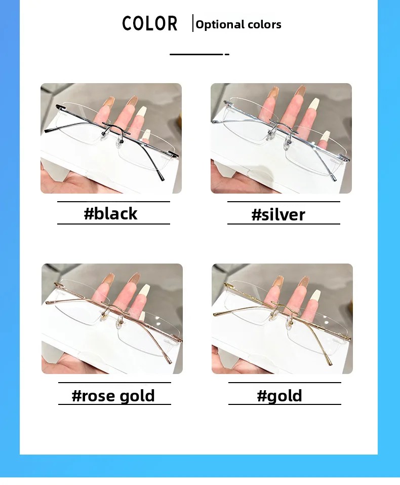 55mm Neue Ultra-licht Rechteckige Reinem Titan Rahmenlose Myopie Gläser Rahmen Männer Anti-blau Licht Lesen Brillen – Detail 4