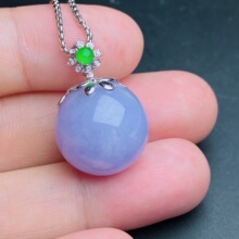 缅甸天然翡翠a货冰茄紫转运珠吊坠xka18k金镶嵌尺寸：23.5-16mm