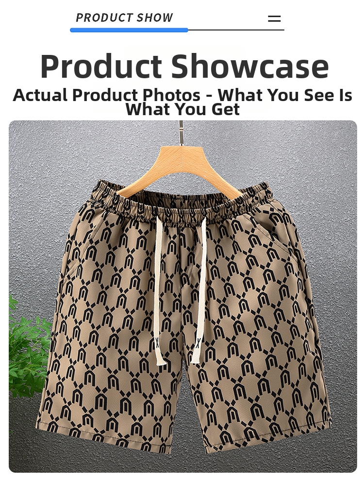 Men's Summer Beach Shorts Straight Fit Trendy Polyester Shorts_voghion.com