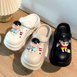 踩屎感洞洞鞋女2025春季厚底增高时尚外穿沙滩鞋户外防滑包头凉拖