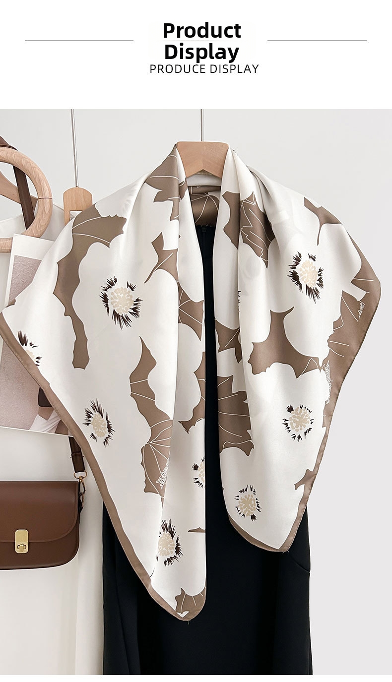 Floral Print Square Scarf For Women Spring Autumn Artistic Retro Style Travel Photography Accessory_voghion.com