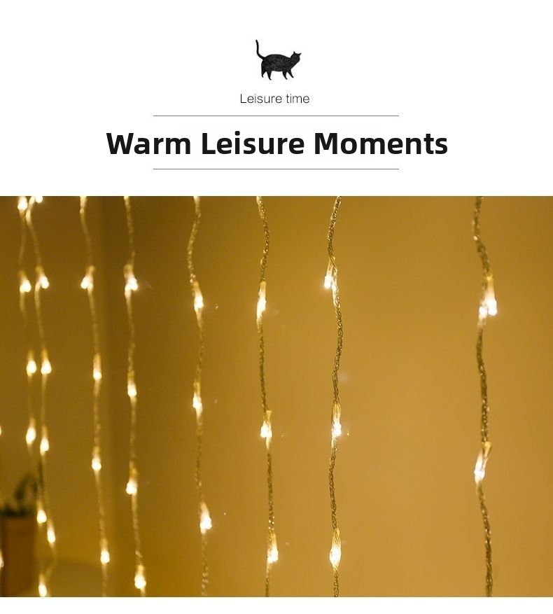 Led Curtain Light Festive Waterfall Decoration With Starry Effect_voghion.com