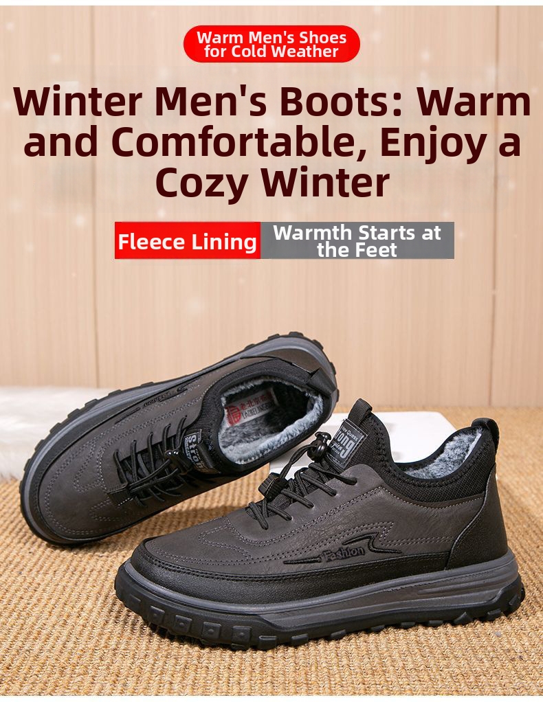 Scarpe Oxford invernali in cotone foderate in pile, nere, spesse, antiscivolo, con suola morbida, calde, per persone di mezza età e anziane, con lacci, in pelle scamosciata PU e microfibra_voghion.com