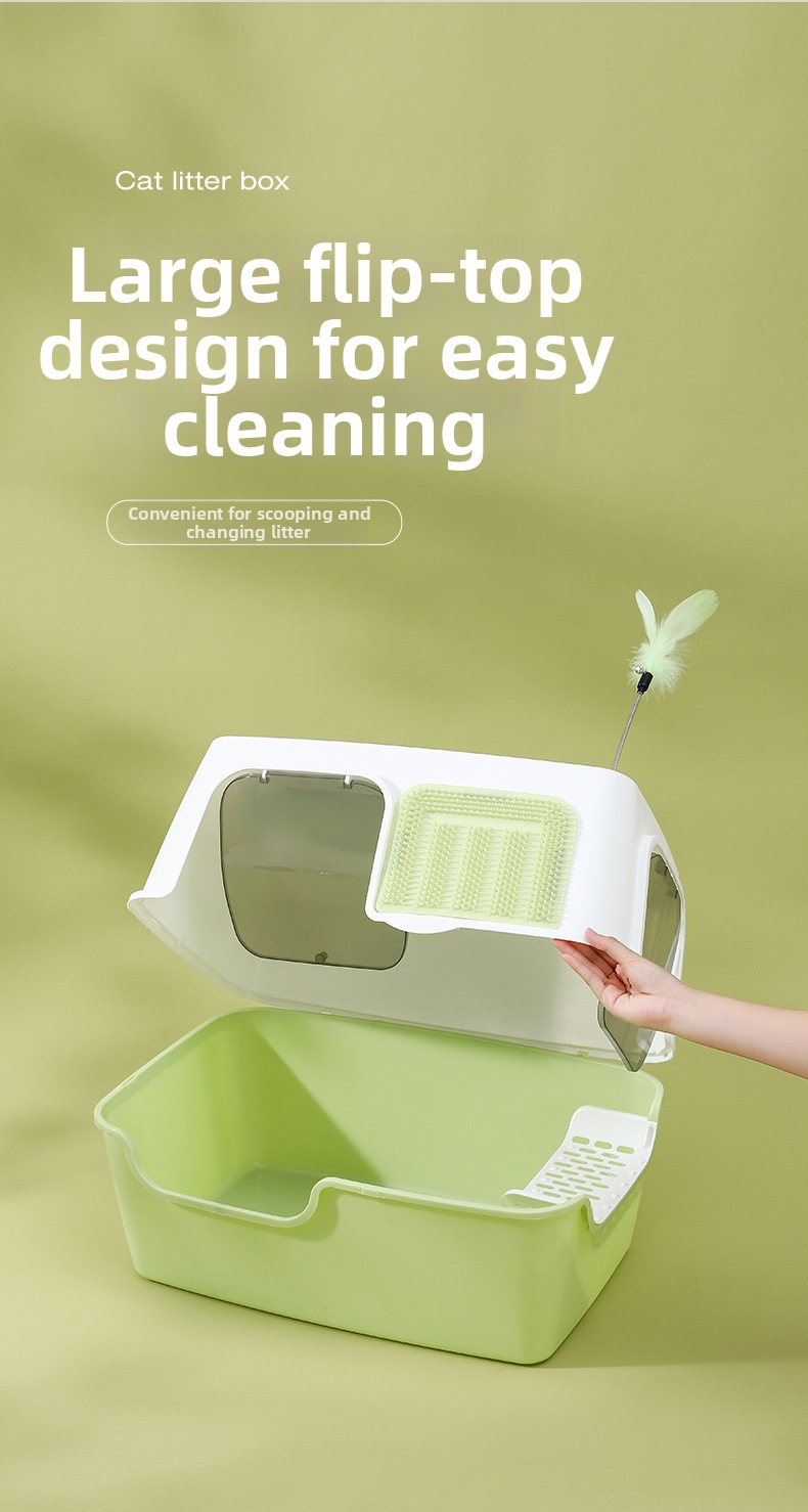 Extra Large Mega Cat Litter Box Fully Enclosed Splash Proof Odor Resistant Sterilizing_voghion.com