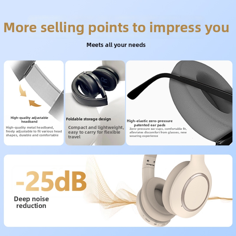 True ANC Active Noise Cancelling Headphones P6066 Over Ear Bluetooth Earphones With Long Battery Life For Music And Gaming_voghion.com