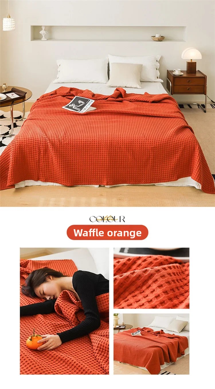 100% Baumwolle Waffelstruktur-Decke Leichte Atmungsaktive Sommer-Kühldecke für Bett Sofa Einzel- und Doppelgröße – Detail 18