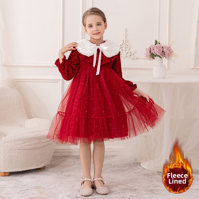 Robe Lolita La Reine des Neiges pour filles, doublée en polaire, déguisement d'Halloween ou de Noël pour enfants de 3 à 7 ans_voghion.com
