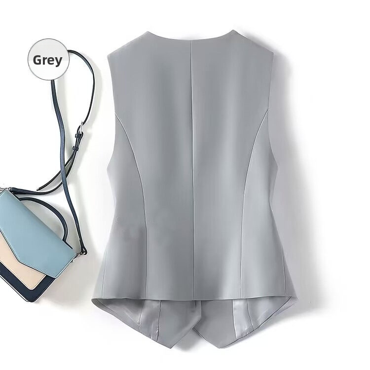 Chaleco de mujer slim fit azul entallado para primavera otoño_voghion.com