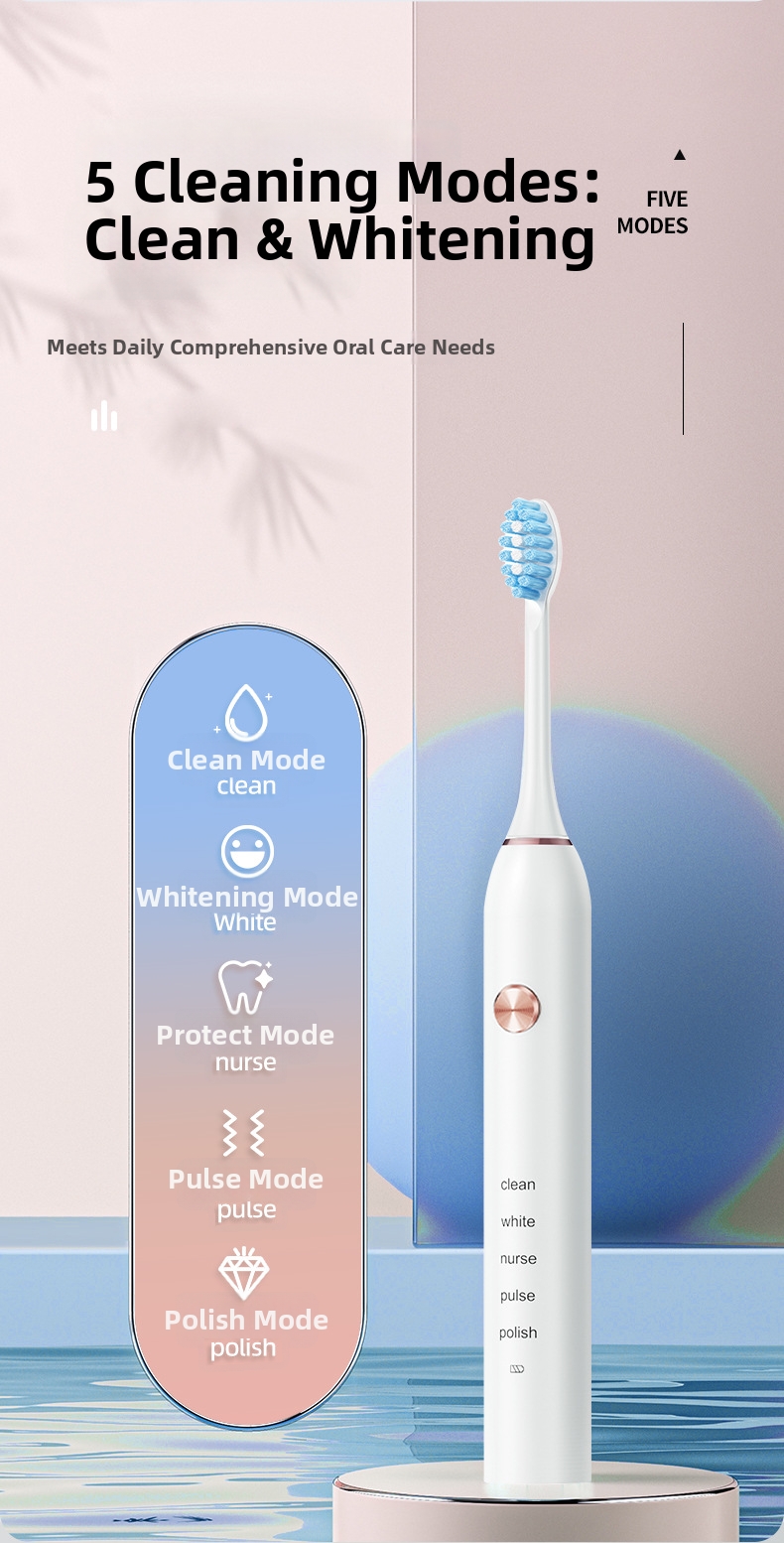 Brosse à dents électrique sonique à lévitation magnétique – 5 modes, poils ultra-doux, étanche, rechargeable par USB, 40 000 tr/min, faible niveau sonore_voghion.com