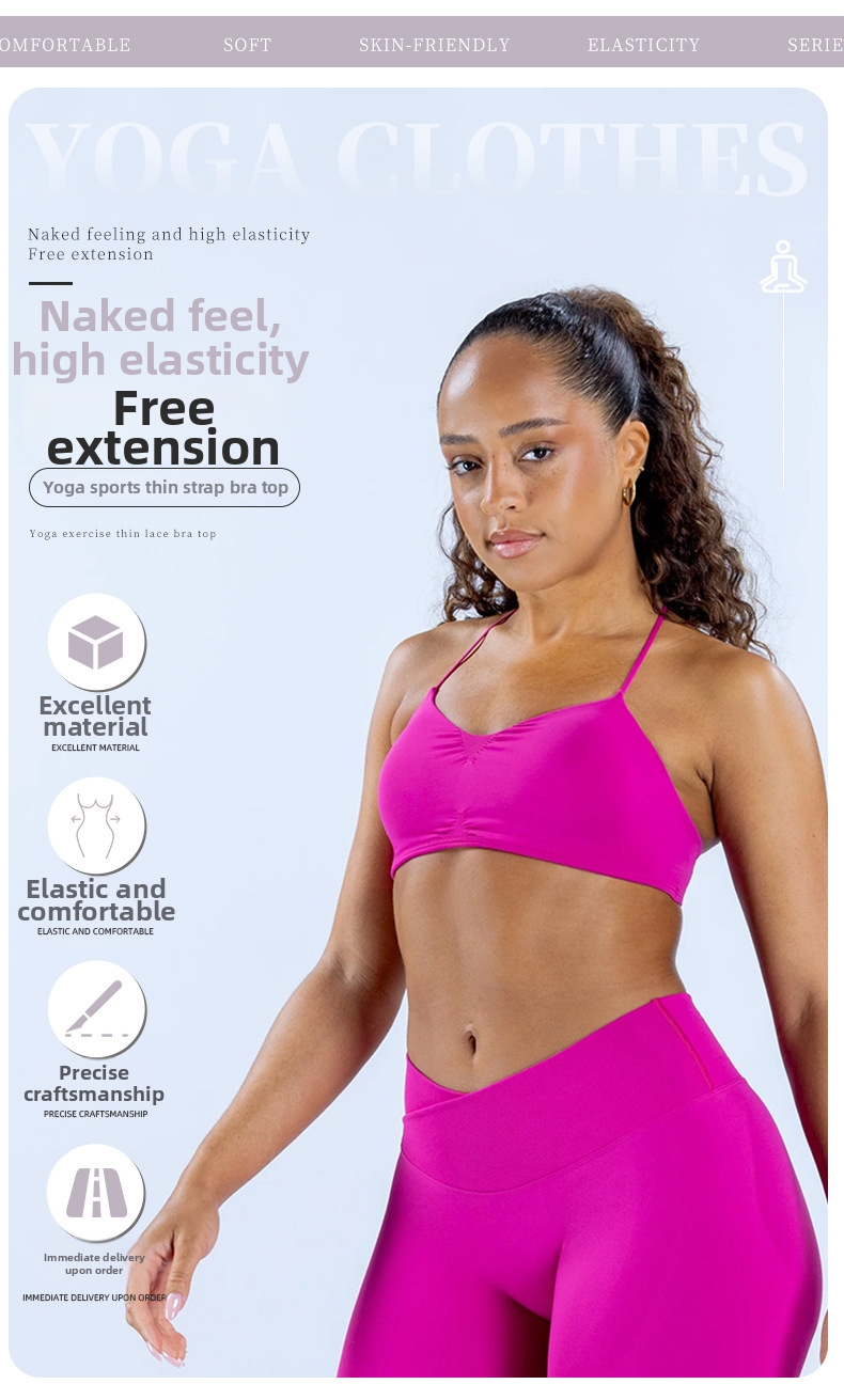 High Elastic Matte Thin Fitness Bra Crossback Spaghetti Strap Seamless Shoulder Sports & Outdoor Clothing For Women_desvips.com