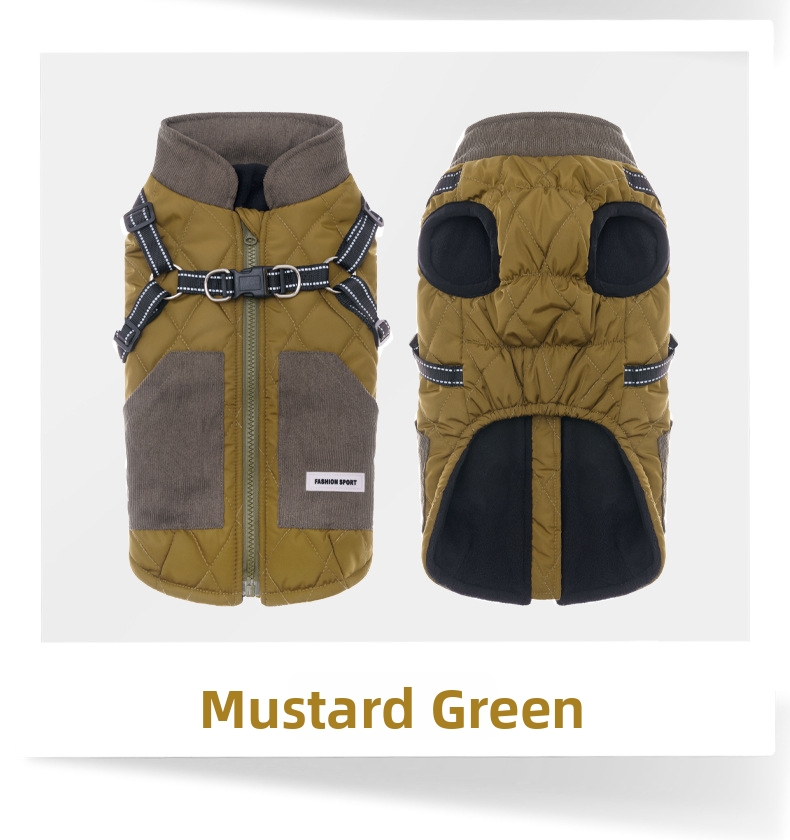 Dog Winter Padded Coat With Integrated Harness For Small Breeds_voghion.com