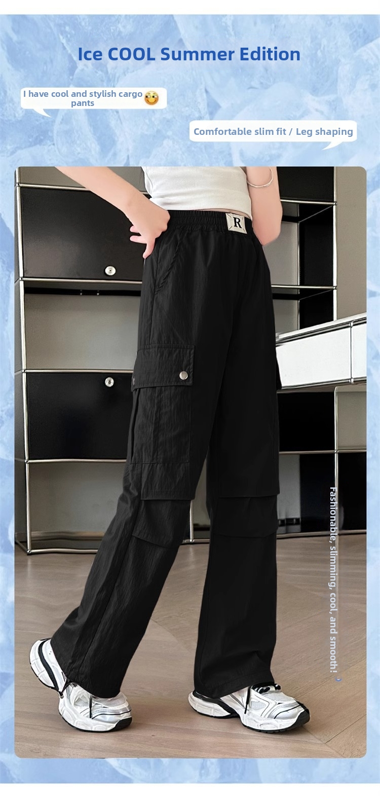 Mädchen Weite Freizeithose Cargo Stil Bequeme Kinderhose Sommer_voghion.com