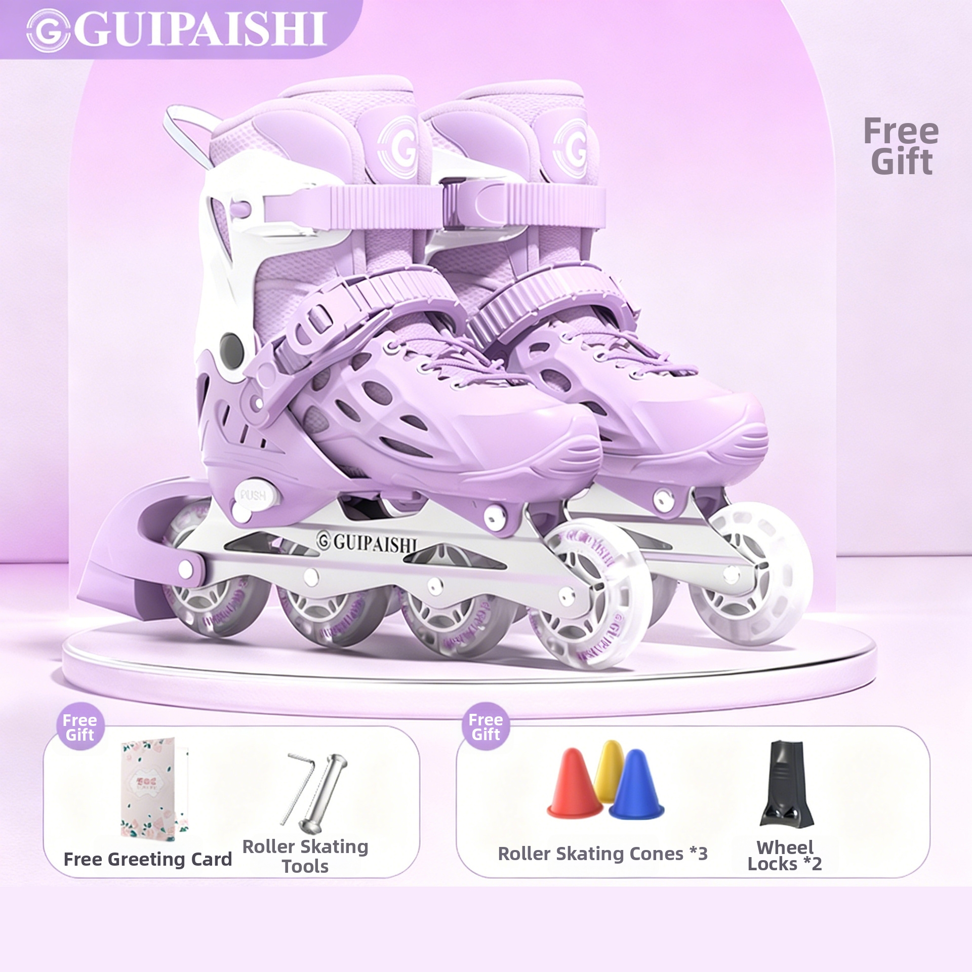Adjustable Roller Skates For Children - Boys & Girls Beginners Professional Set Ice Skating Ages 6-12_voghion.com