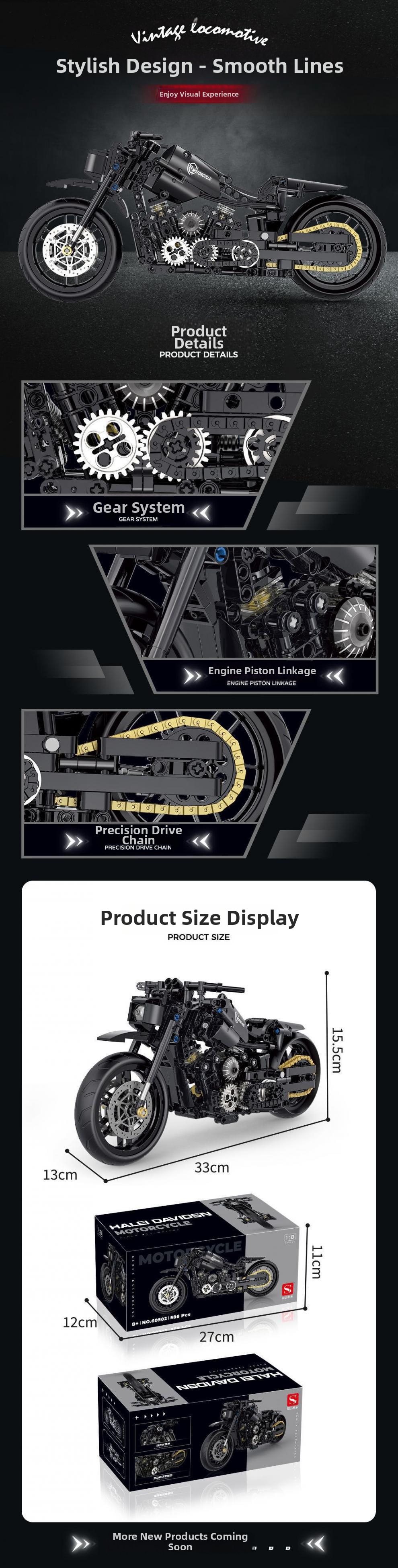 Moto en blocs de construction jouet pour garçon cadeau créatif_voghion.com