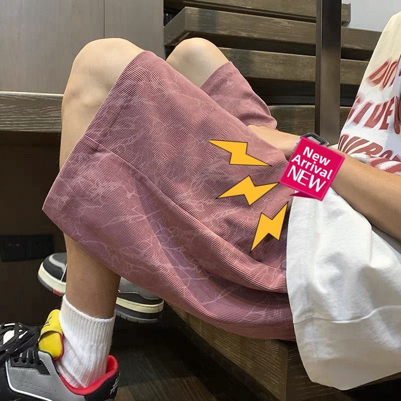 Summer Versatile Student American Style Printed Loose Sporty Casual Five Point Pants Thin Bottoms For Men_viptrois.com