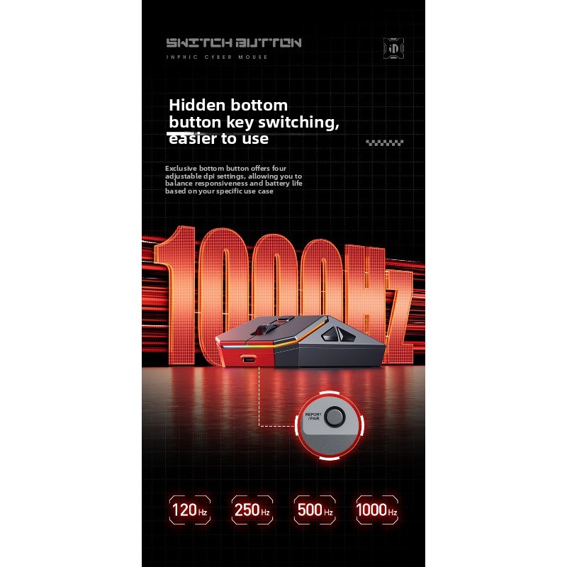 INFEC Yuanchuang Cyber Wireless Mouse Bluetooth Mute Dual Mode Office Game Macro E-sports Notebook Desktop_voghion.com