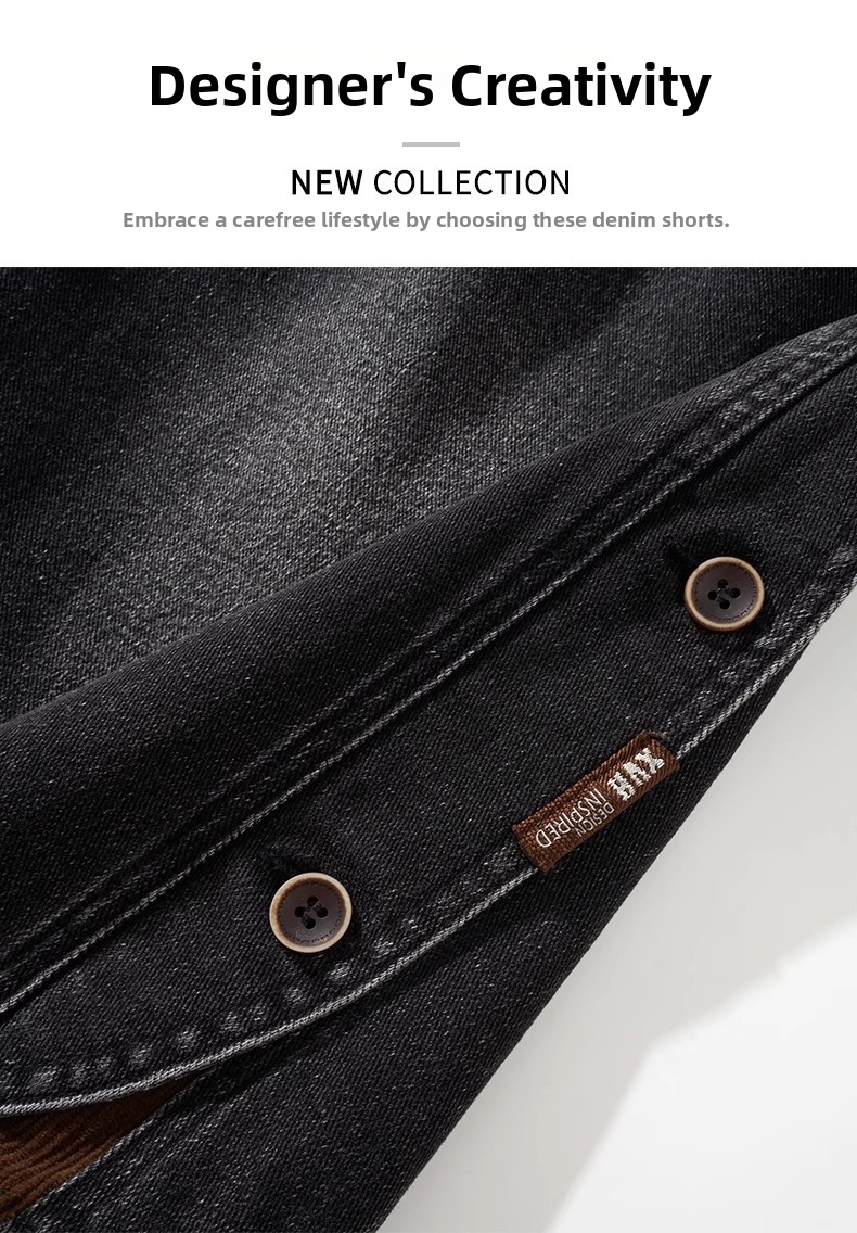 Men's Heavy Duty Washed Denim Cargo Shorts High Quality Black And Gray Loose Fitting_mkmklike.com