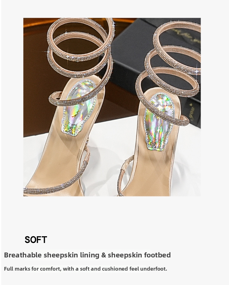 Women's Rhinestone Stiletto Platform Sandals With Snake Pattern_voghion.com