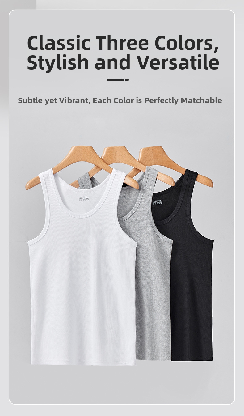 Men's Clothing Men's Heavyweight Cotton Coarse Ribbed Sleeveless Tank Top Solid Color Sports Vest Slim Fit For Formal & Casual_viptrois.com