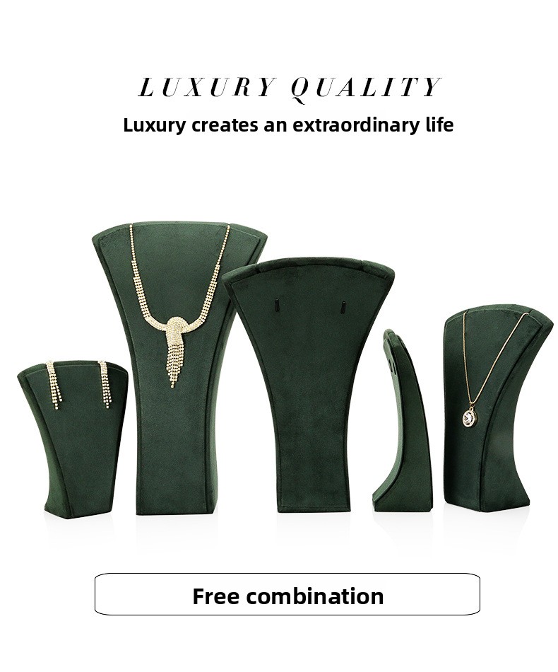 A044- (17-21) green velvet scalloped leather necklace - (xuyue) details page _