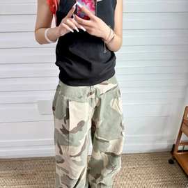 2025春季新款女童美式街舞酷帅女孩工装迷彩长裤中大童休闲裤潮