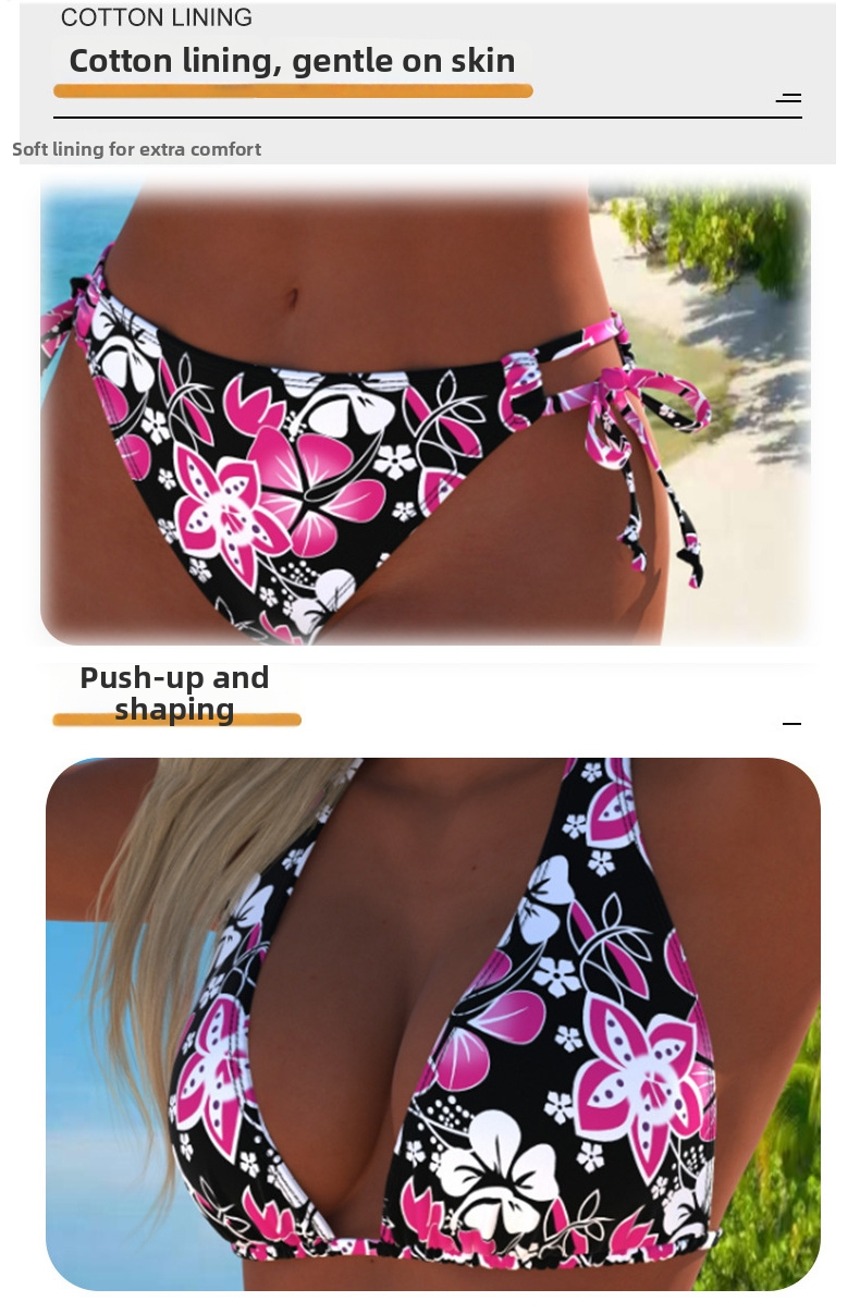 Women's Bikini Set Digital Print Backless Swimsuit For Comfort_voghion.com