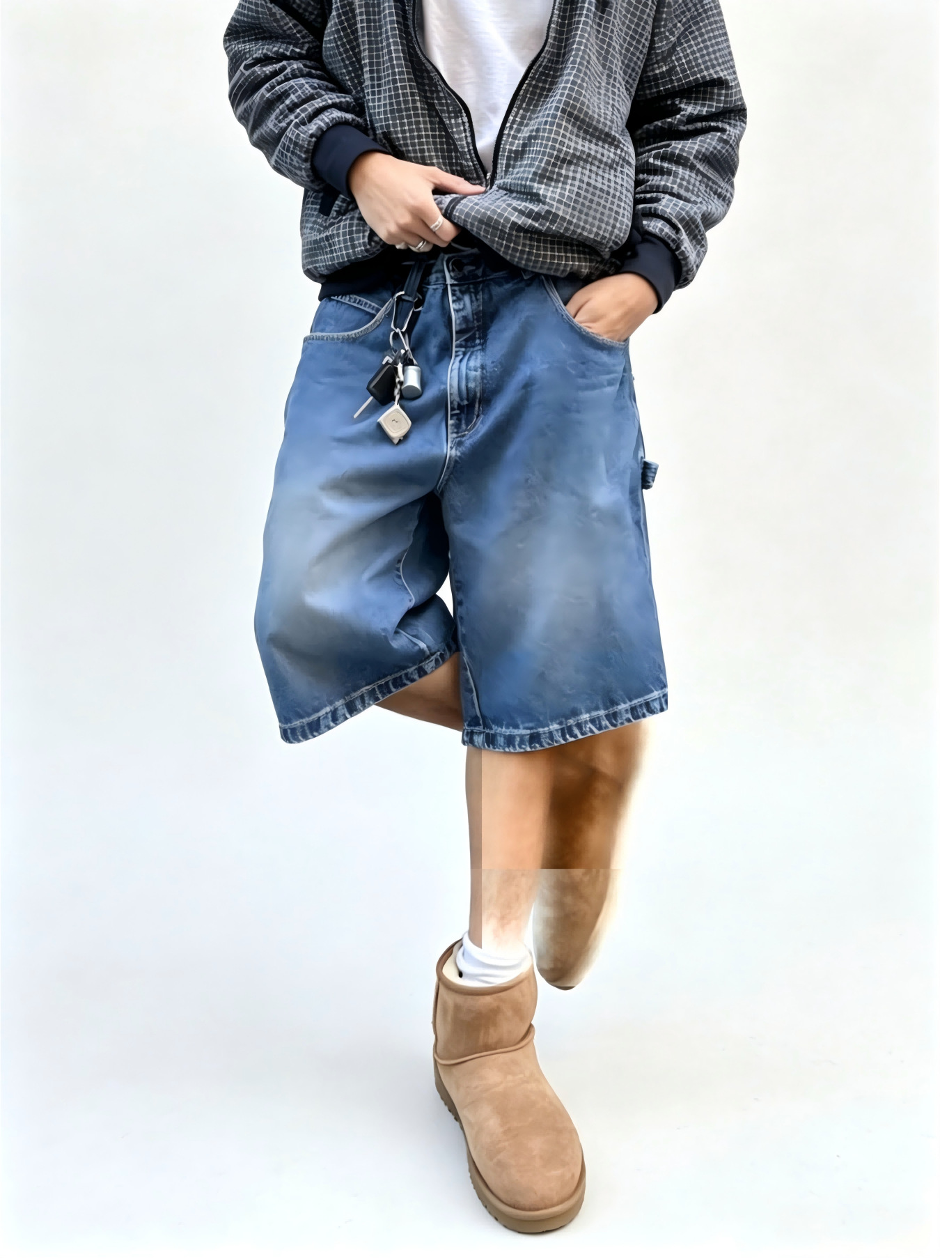 Summer Men's Denim Shorts High Street Style Classic Simple Non-Stretch Loose Fit Mid-Length Trendy Five-Point Design_viptrois.com