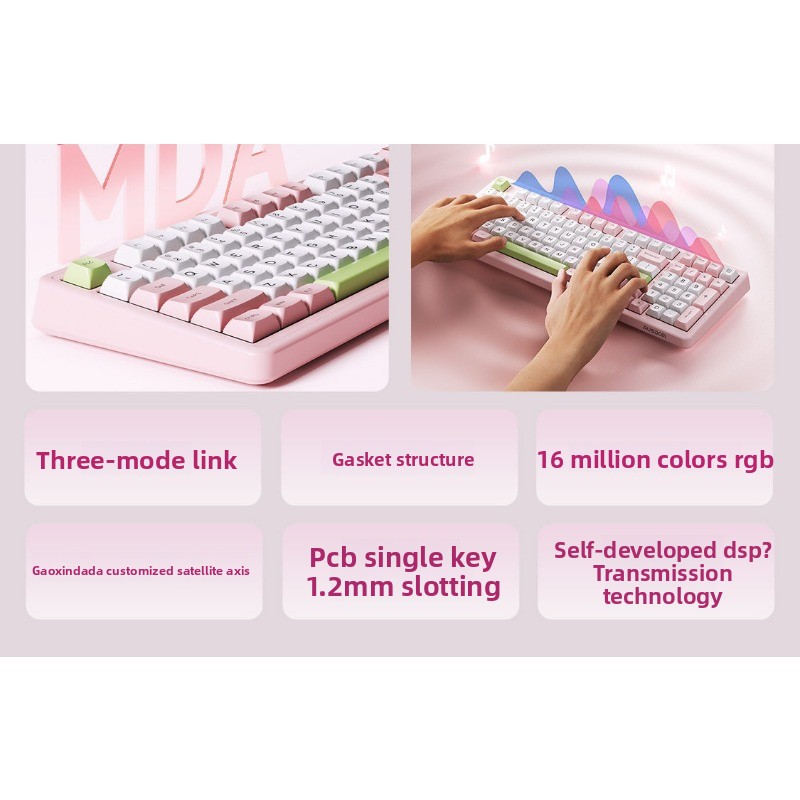 Clavier mécanique Asidun H98, sans fil, personnalisable, trois modes, Bluetooth, remplaçable à chaud, idéal pour les jeux e-sport, l'ordinateur et le bureau._voghion.com