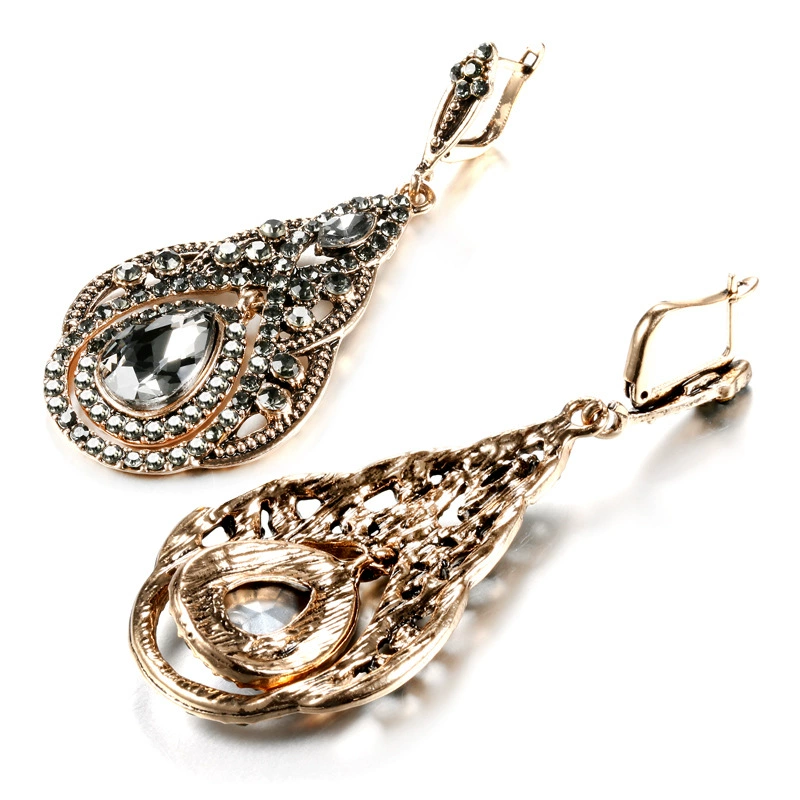 Long retro universal earrings, accessory, accessories, with gem