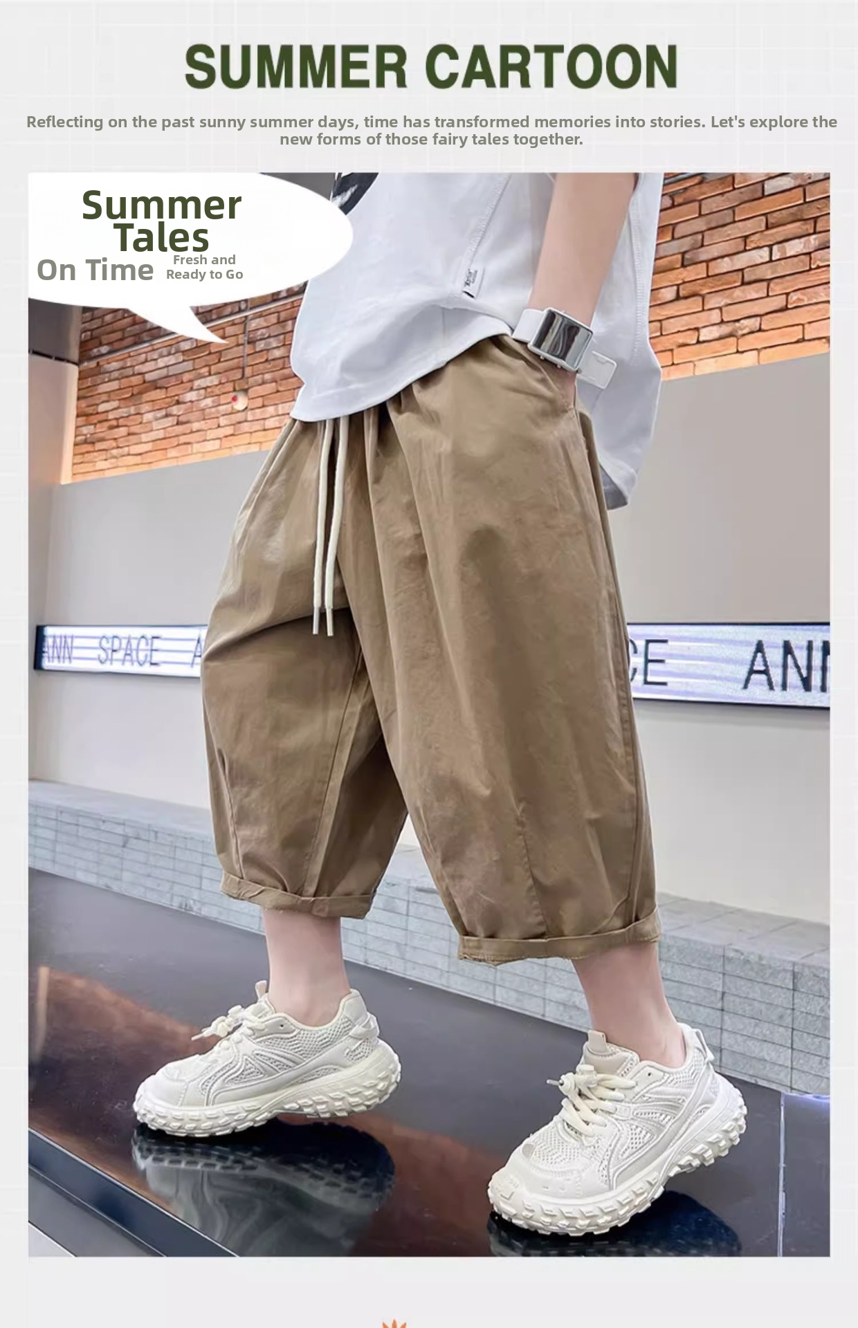 Boys' Thin Style Summer Pants New Big Kids Three Quarter Length Loose Fit Shorts For Toddler Boys (3-7Y)_voghion.com